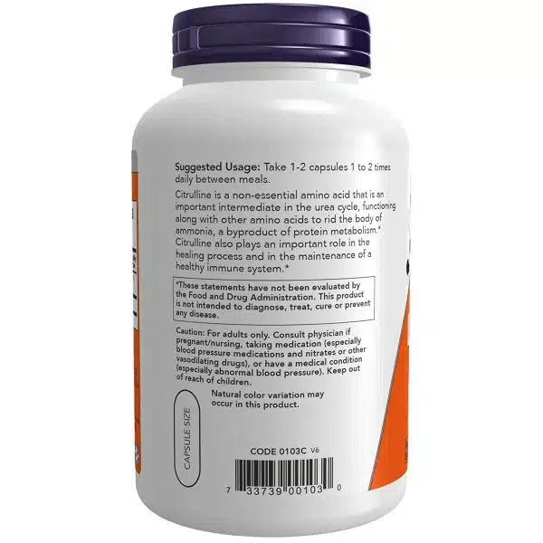 Now Foods L Citrulline 750 mg 180 capsules