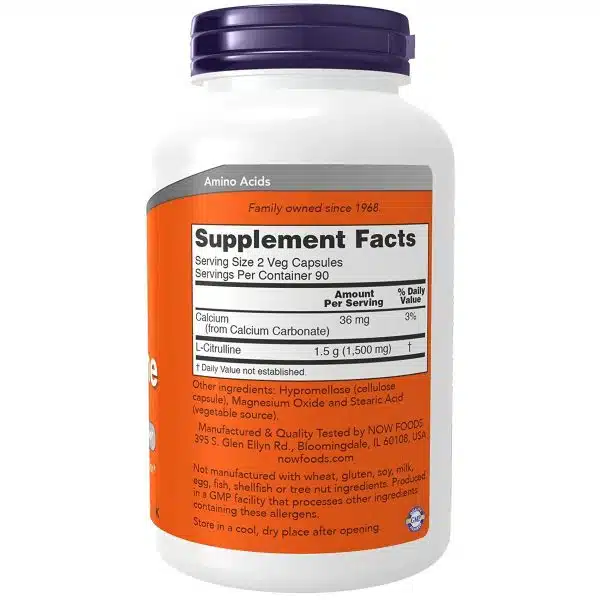 Now Foods L Citrulline 750 mg 180 capsules 3