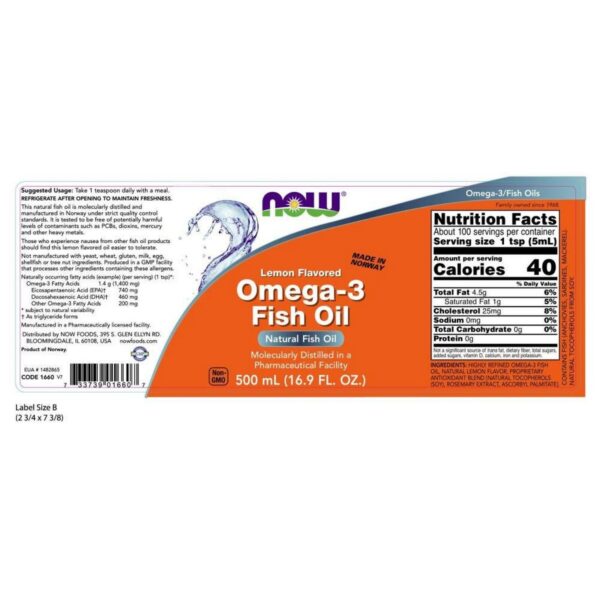Now Foods Omega 3 Fish Oil 500ml 2
