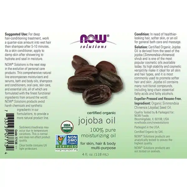 Now Foods Organic Jojoba Oil 4 Ounce 118 ml 2