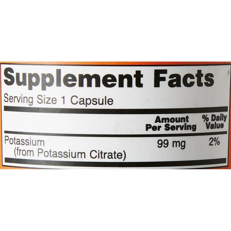 Now Foods Potassium Citrate Capsules 99mg 180 capsules 3