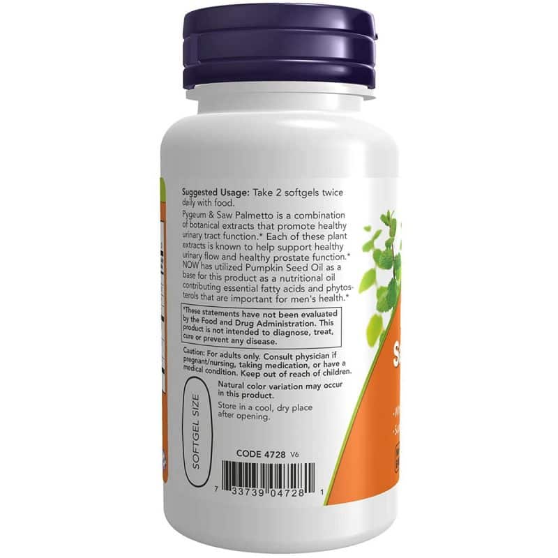 Now Foods Pygeum Saw Palm Extract 60 softgels 2