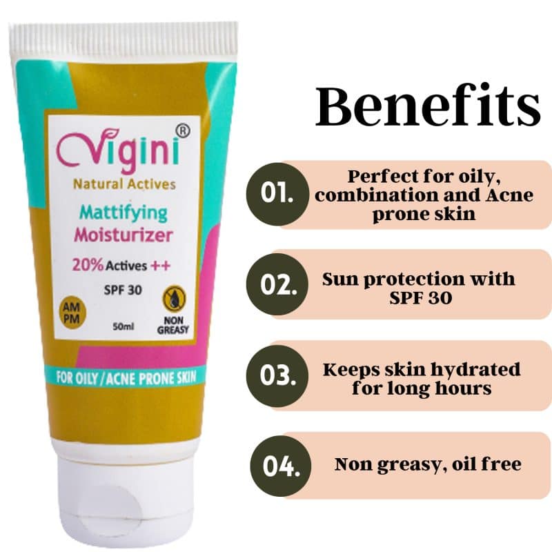 Vigini 20 Actives Anti Acne Mattifying Moisturizer Cream 50 ml 3