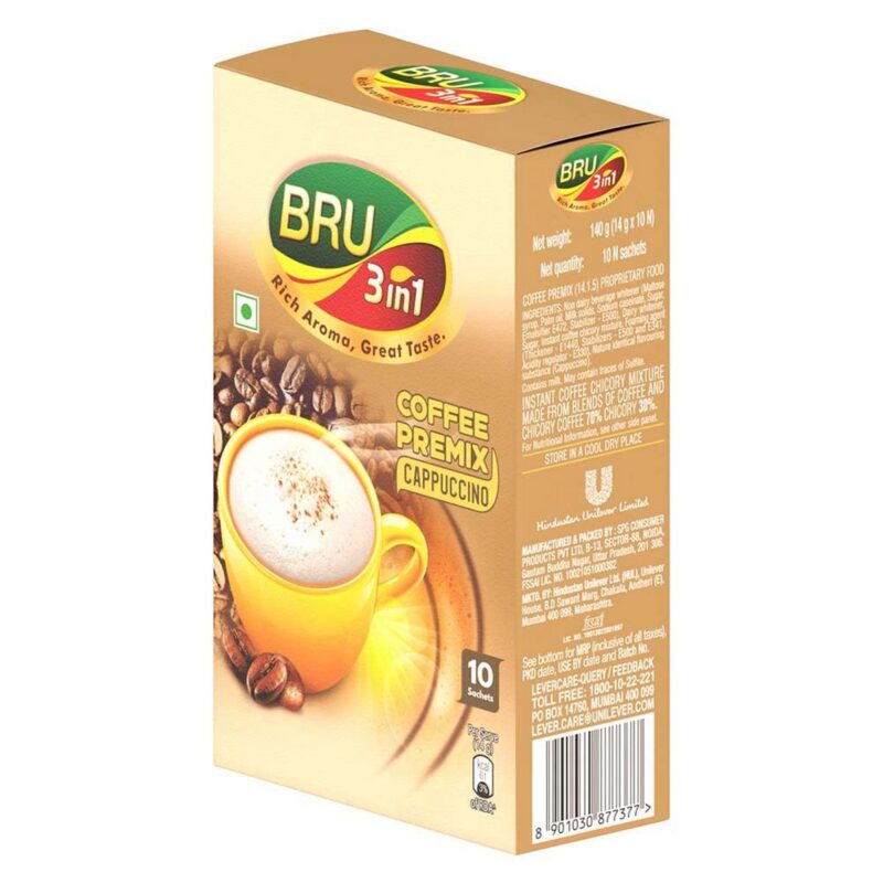 Bru 3 in 1 Cappuccino Coffee Premix 140 grams 3