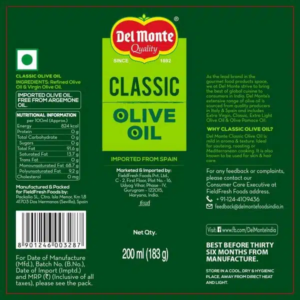 Del Monte Classic Olive Oil 200 ml 2