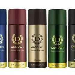 Denver Deodorant Body Spray Hamilton Honour Pride Calibre and Prestige for Men 165ml each Pack of 5