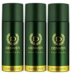 Denver Hamilton Deo Body Spray for Men 165ml Pack of 3