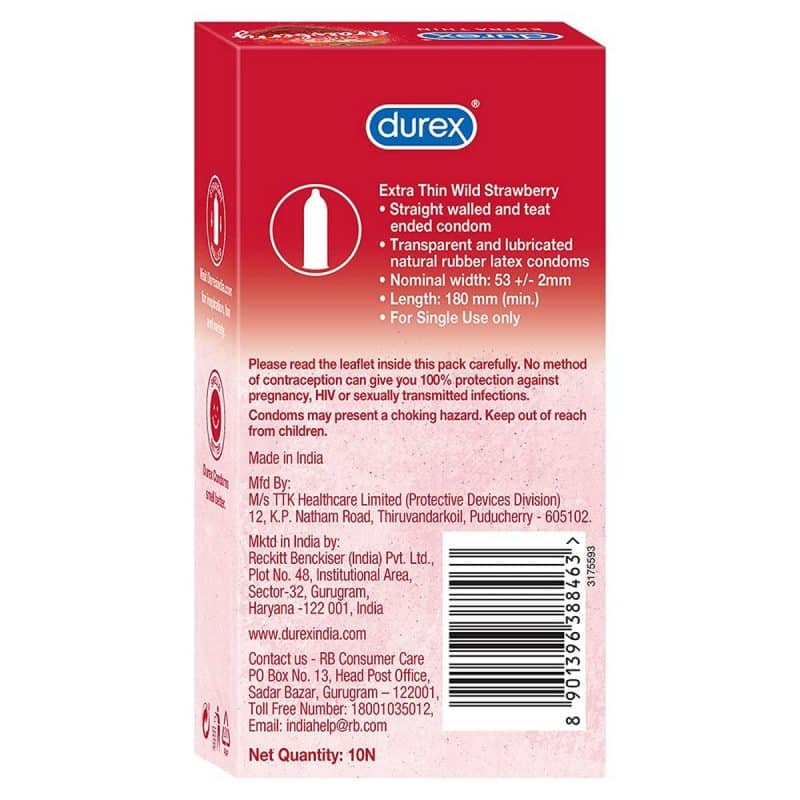Durex Wild Strawberry Flavoured Condoms 10s 3