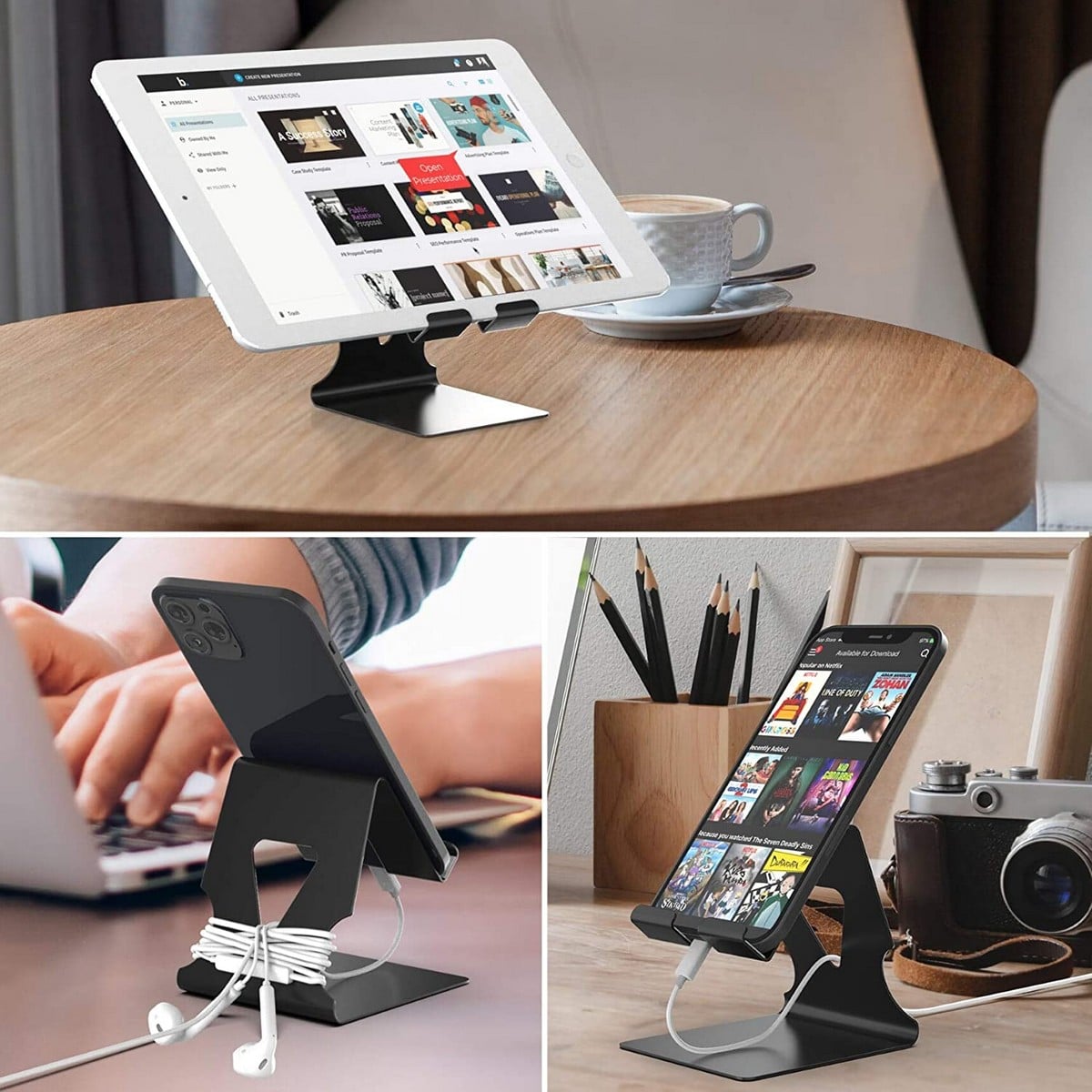 ELV DIRECT Universal Mobile Phone Stand Holder With Cable