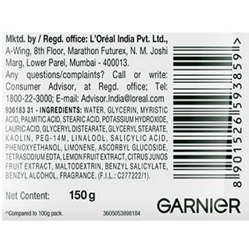 Garnier Bright Vitamin C Facewash 150 grams 3