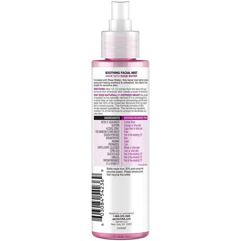 Garnier Facial Mist Spray with Rose Water 130 ml