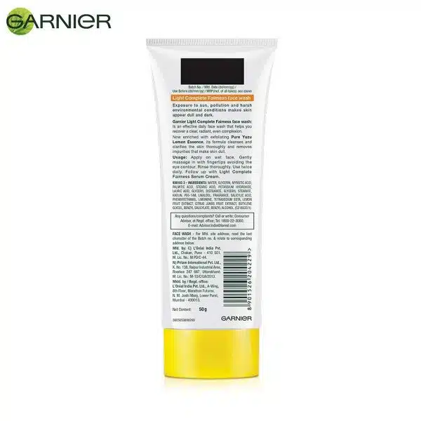 Garnier Light Complete Facewash 50 grams 3