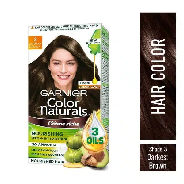 Garnier Permanent Hair Colour Nourishing Darkest Brown 3 90 grams 3