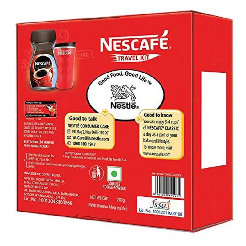 Nescafe Classic Travel Kit Red Coffee Powder with Jar 200 grams