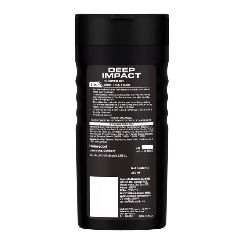 Nivea Men Shower Gel Deep Impact Cleansing 250 ml