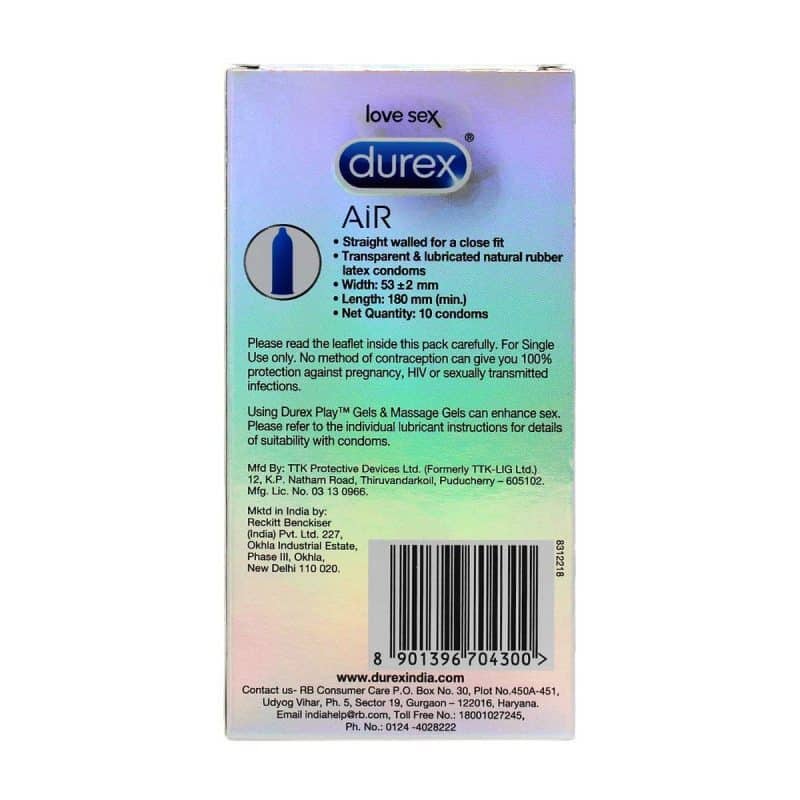Durex Air Condoms 10 Count With Durex Lube Sensual 200ml 5