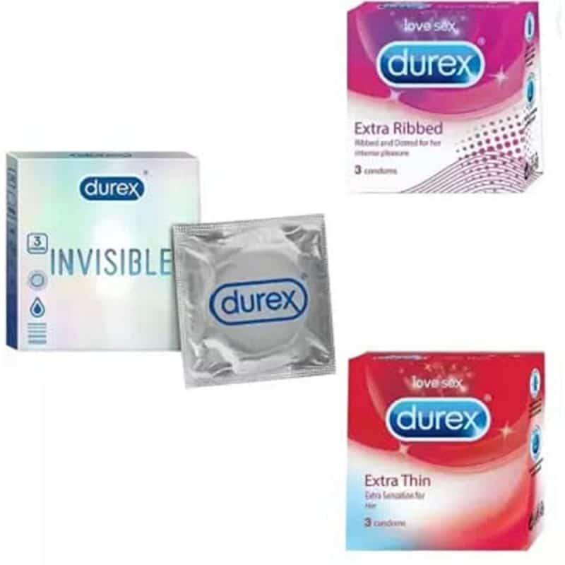 Durex Invisible Extra Ribbed Thin Condoms 9S