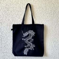 Mighty Silver Dragon Embroidered Canvas Tote 3