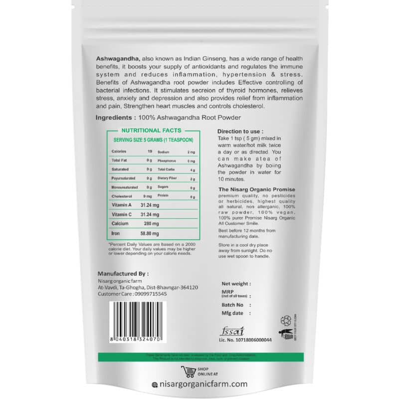 Nisarg Organic Ashwagandha Root Powder 500g 1