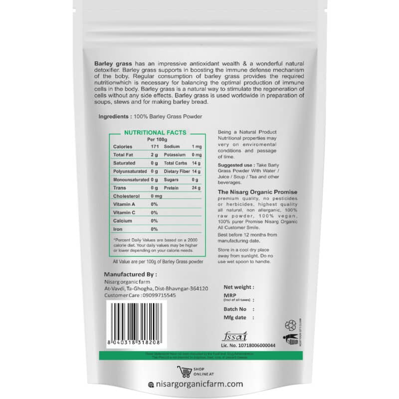 Nisarg Organic Barleygrass Powder 100g 1