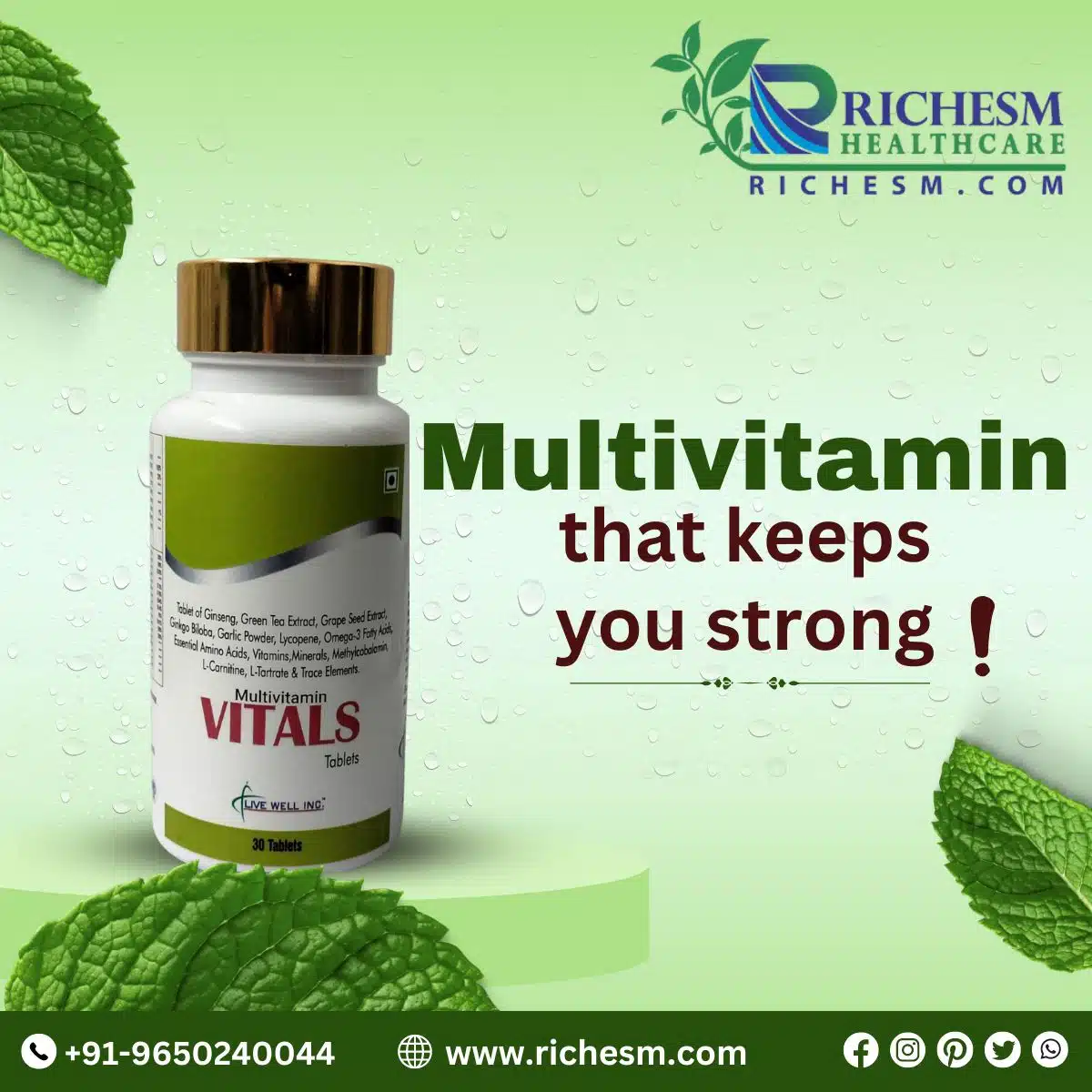 Vitals Multivitamin Tablets Dietry Supplement RichesM