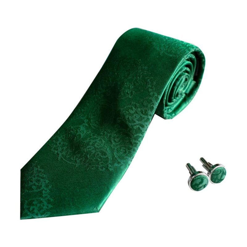 Himalayan Knot Silk Highland Green Tie And Cufflinks 6