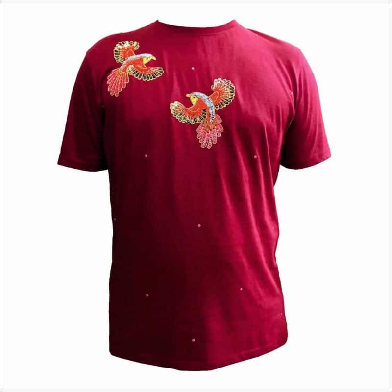 LUGA Antidote Two Birds Beaded 100 Cotton T Shirt 3