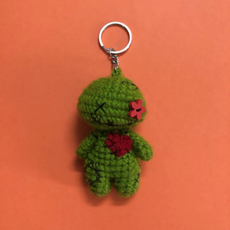 Magical Beings Voodoo Doll Crochet Keychain Moss Green