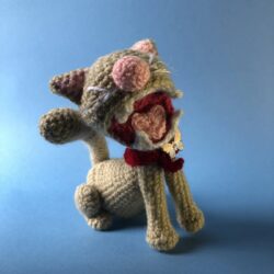 Magical Beings Yawning Midori Cat Crochet Toy Beige 1