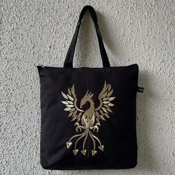 Magnificent Phoenix Embroidered Canvas Tote 1