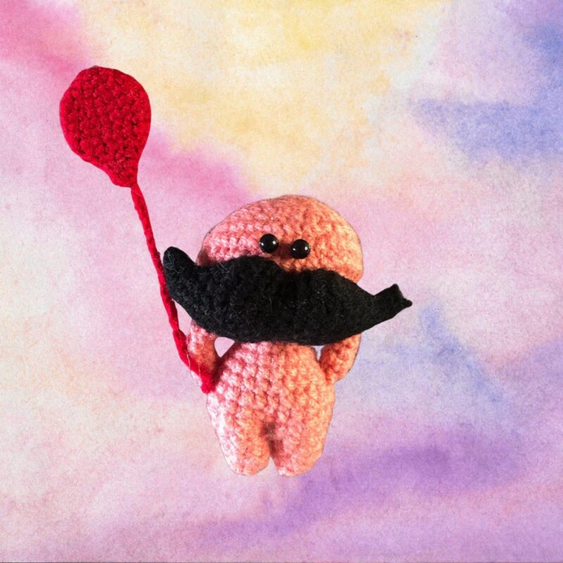 Moshi Moshi Mustachio Crochet Fridge Magnet Light Pink