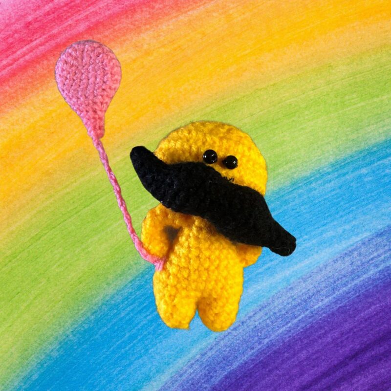 Moshi Moshi Mustachio Crochet Fridge Magnet Yellow