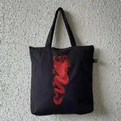 Red Dragon Embroidered Canvas Tote 2