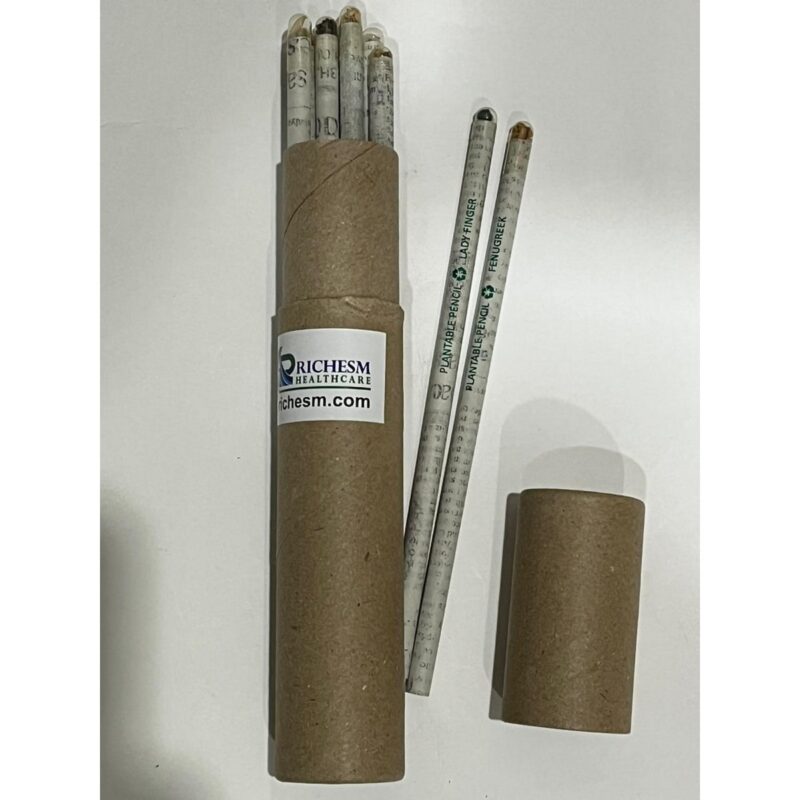 RichesM Healthcare Plantable Seed News Paper Pencil Round Tube Box 10 Pencils 2