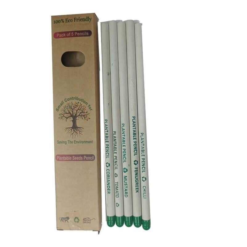 RichesM Healthcare Plantable Seed White Paper Pencil Square Box 5 Pencils