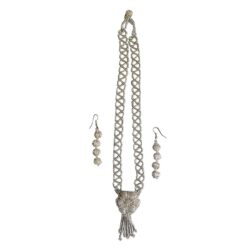 Sunakhari Silver Braided Potay Necklace Set with Earrings
