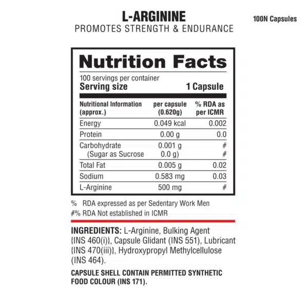 Labrada Nutrition L arginine 100 Veg Capsules1