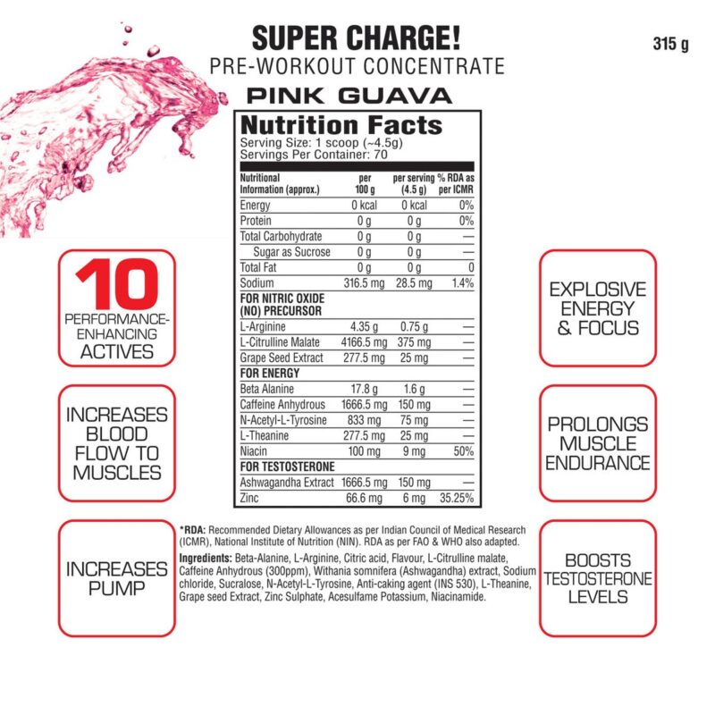 Labrada Nutrition Super Charge Pre workout Concentrate 280 gm10