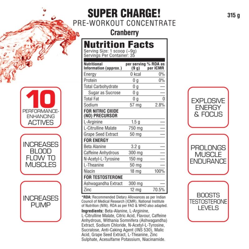 Labrada Nutrition Super Charge Pre workout Concentrate 280 gm6