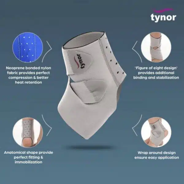 Tynor Ankle Wrap Neoprene Grey 1 Unit2