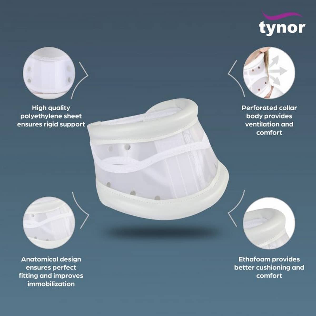 Tynor Cervical Collar Soft with Support, Beige, Large, 1 Unit