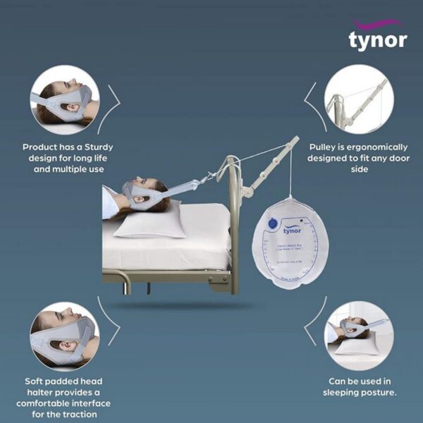 Tynor Cervical Traction Kit Sleeping With Weight Bag Grey 1 Set2