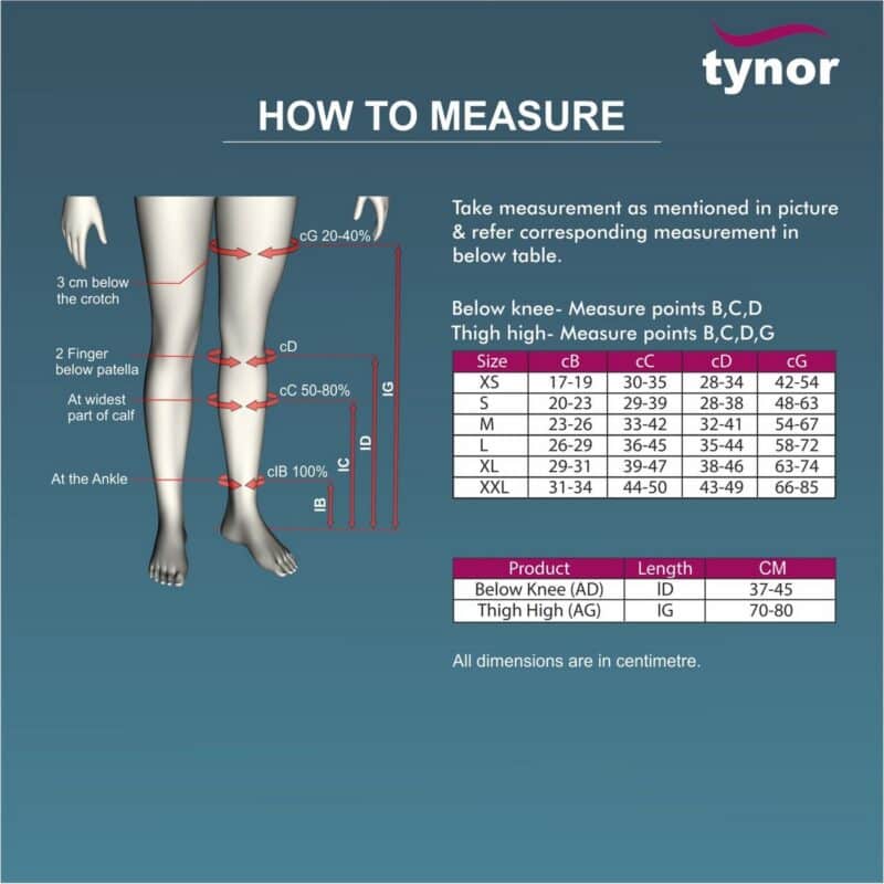 Tynor Medical Compression Stocking Knee High Class 2 Beige 1 Pair1
