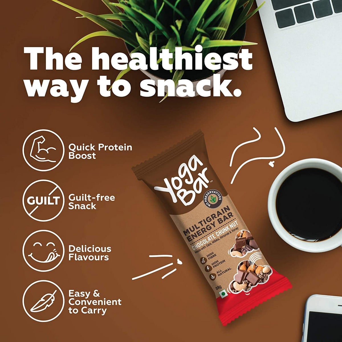 Yogabar Breakfast Protein Bar Yoga Bar Multigrain Energy Bar - Chocolate  Chunk Nut, Healthy, High In Protein