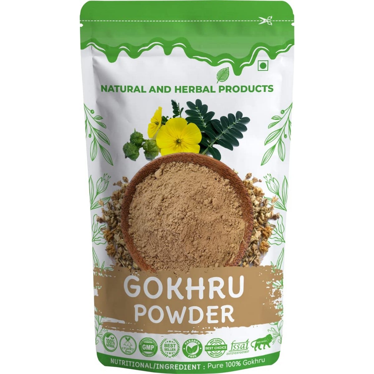 Natural Gokhru Powder Ayurvedic Herb Supplement