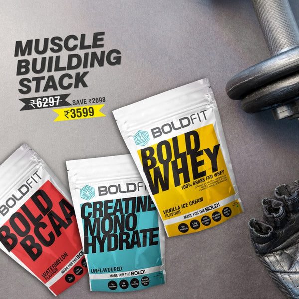Boldfit Muscle Building Combos Whey + BCAA + Creatine Unflavored