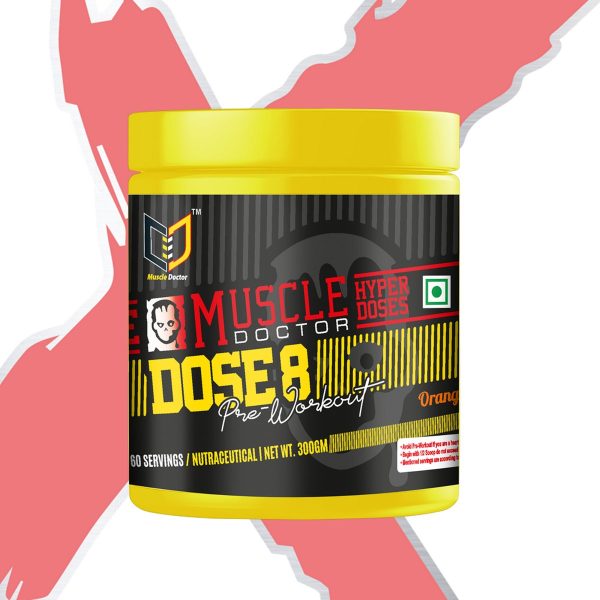 Muscle Doctor Dose 8 Pre Workout Orange Flavour 150 Gm