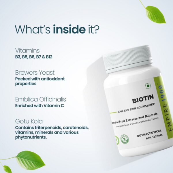 EMPIRE 1900 Biotin Tablets for Hair and Skin Nourishment 60 Veg Tablets5