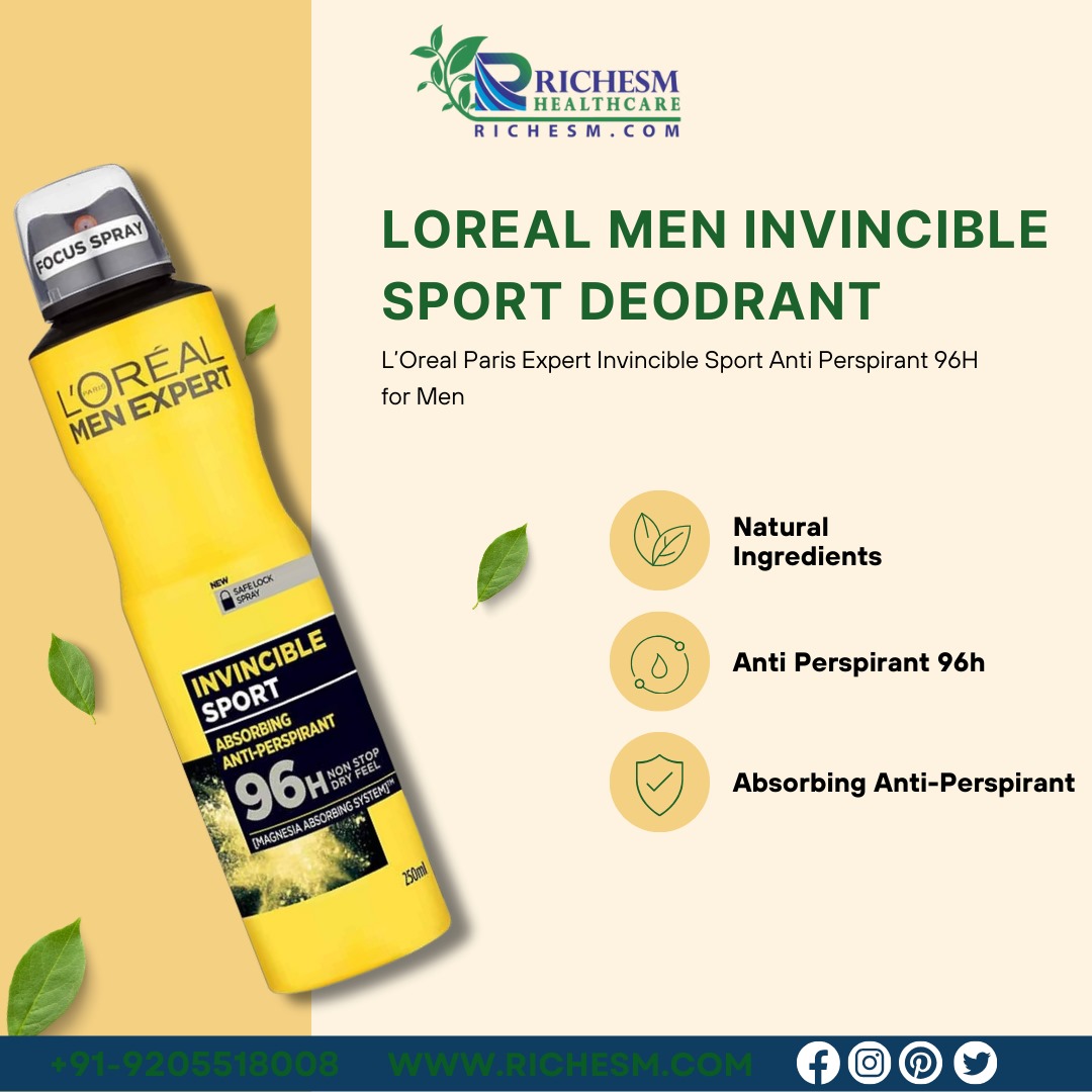 Loreal Men Invincible Sport Deodorant Unstoppable Freshness for Active Men